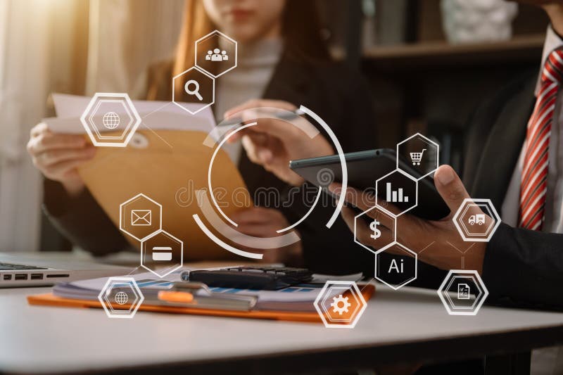Financial report data of business operations balance sheet and income statement as Fintech concept royalty free stock photos