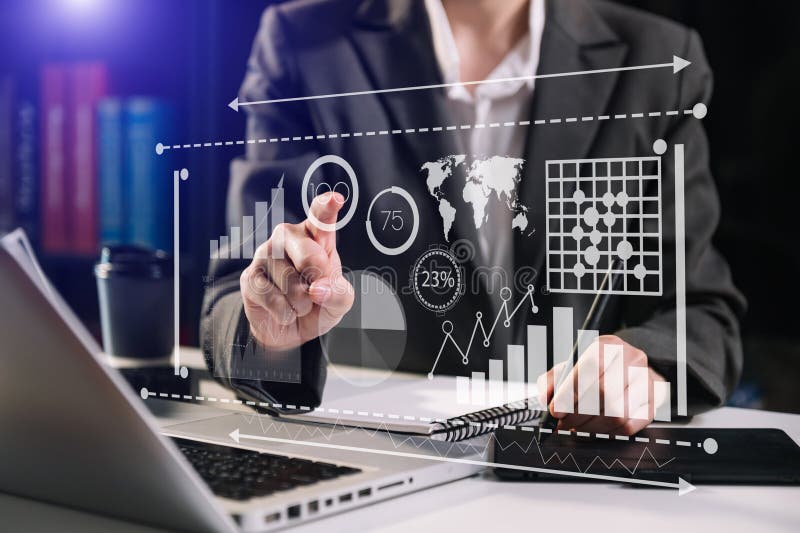 Financial report data of business operations balance sheet and income statement as Fintech concept. Financial report data of stock images