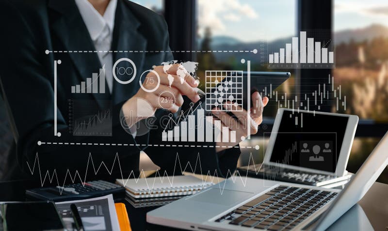 Financial report data of business operations balance sheet and income statement as Fintech concept. business operations balance royalty free stock photo