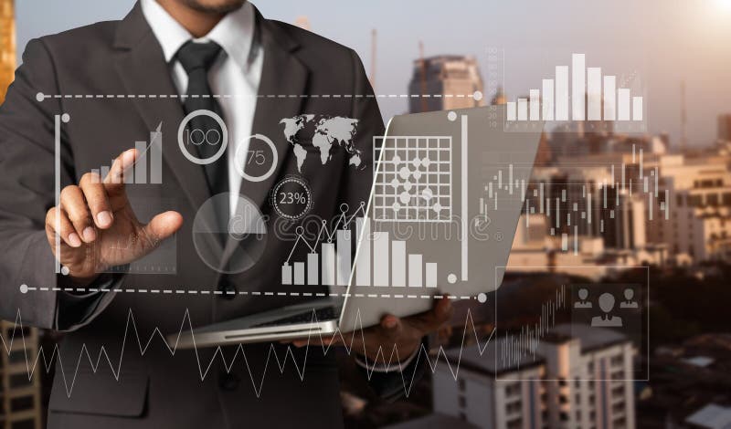 Financial report data of business operations balance sheet and income statement as Fintech concept royalty free stock images