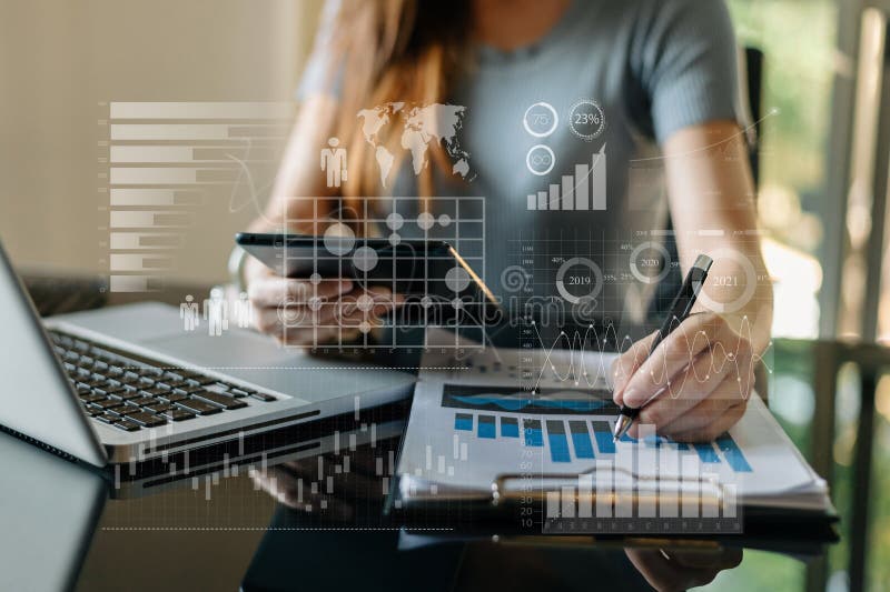 Financial report data of business operations balance sheet and income statement as Fintech concept royalty free stock photo