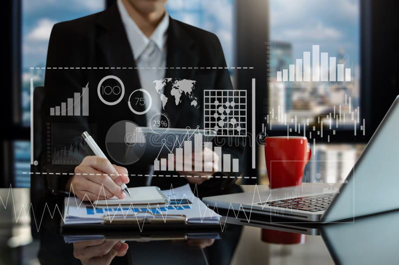 Financial report data of business operations balance sheet and income statement as Fintech concept. business operations balance stock photo
