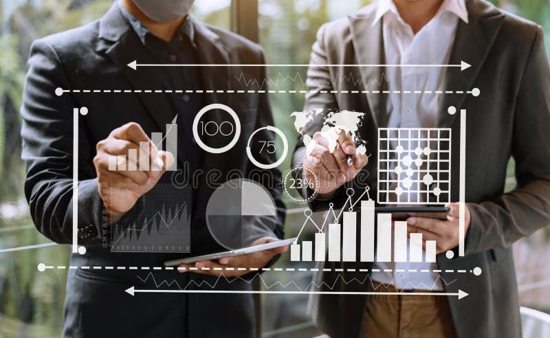 Financial report data of business operations balance sheet and income statement and diagram as Fintech concept royalty free stock photography