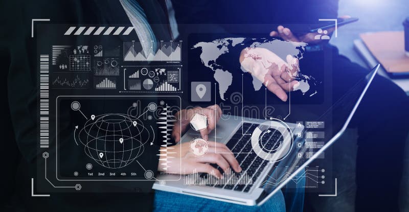 Financial report data of business operations balance sheet and income statement and diagram as Fintech concept. Business team royalty free stock photo
