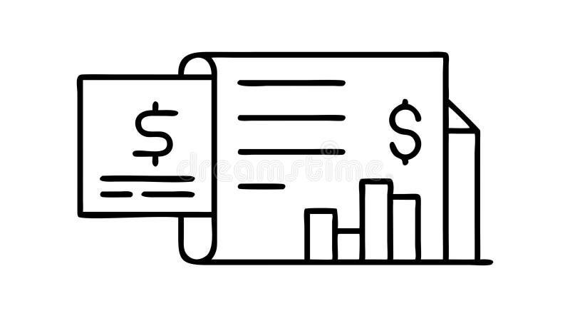 Financial Report Document, Budget Analysis, vector design Generative AI stock illustration