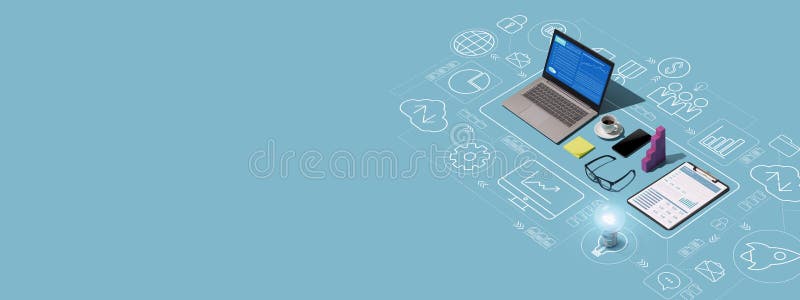 Business management and technology stock illustration