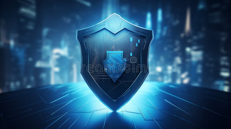 Financial Security Illustrate a shield protecting digital financial assets to represent the security features in Fintech royalty free illustration