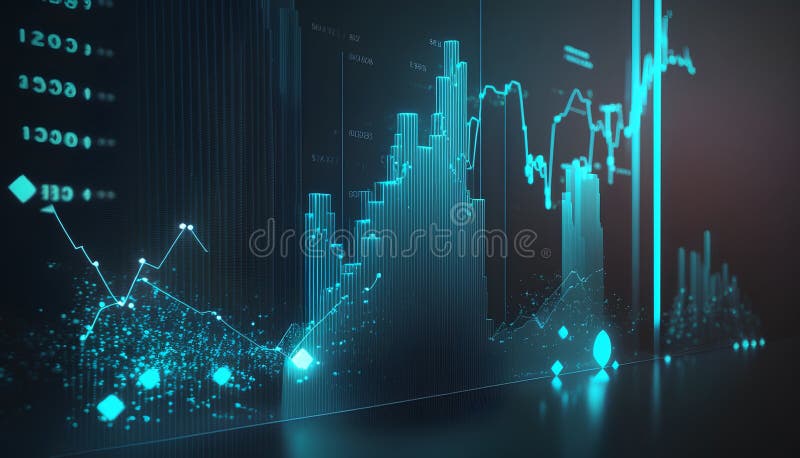 Financial stock market graph on technology abstract background. 3d rendering toned image stock illustration