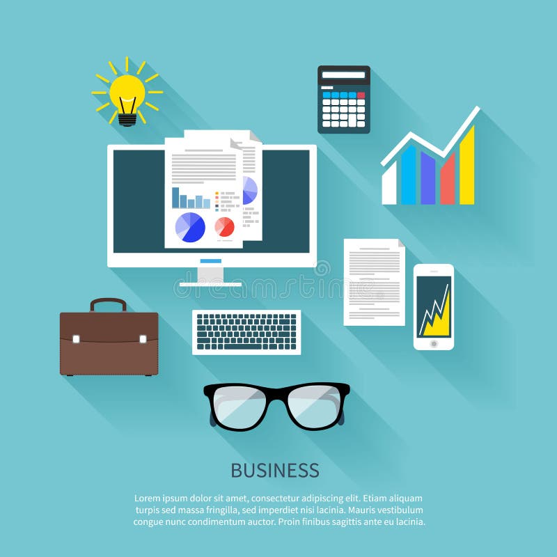 Concept of Workplace with Briefcase Stock Vector Illustration of