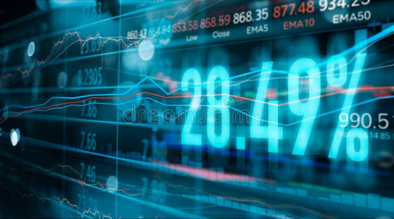 Finansiell aktiemarknadnummer och forexhandelgraf, aff? r och data royaltyfri foto