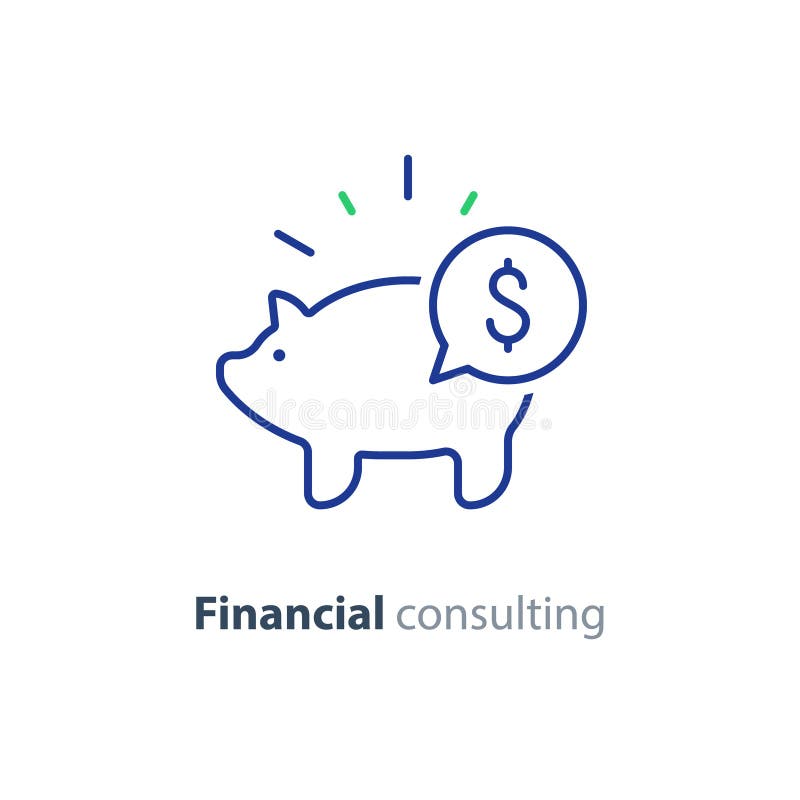 Finansiellt konsultera, investeringrådgivningservice, spargrissymbol stock illustrationer Finansiellt konsultera, investeringrådgivningservice, spargrissymbol stock illustrationer