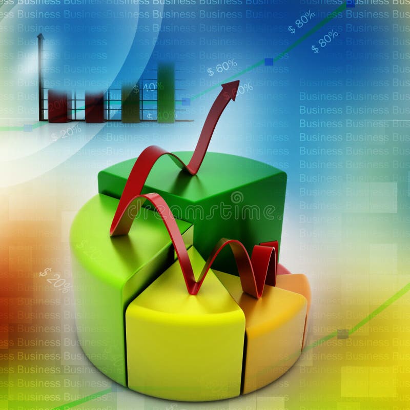 Finansowego kulebiaka i prętowej mapy wykresy z narastającą strzała ilustracja wektor Finansowego kulebiaka i prętowej mapy wykresy z narastającą strzała ilustracja wektor