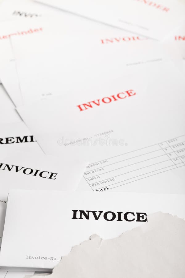 Background filled with numerous invoice and reminder letters. Background filled with numerous invoice and reminder letters