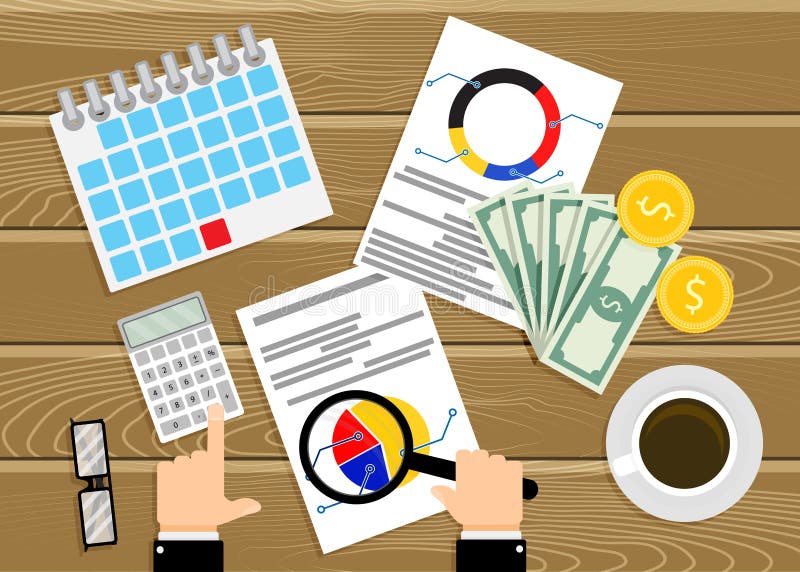 Finanzprüfung, Analyse von infographics Vektor vektor abbildung Finanzprüfung, Analyse von infographics Vektor vektor abbildung