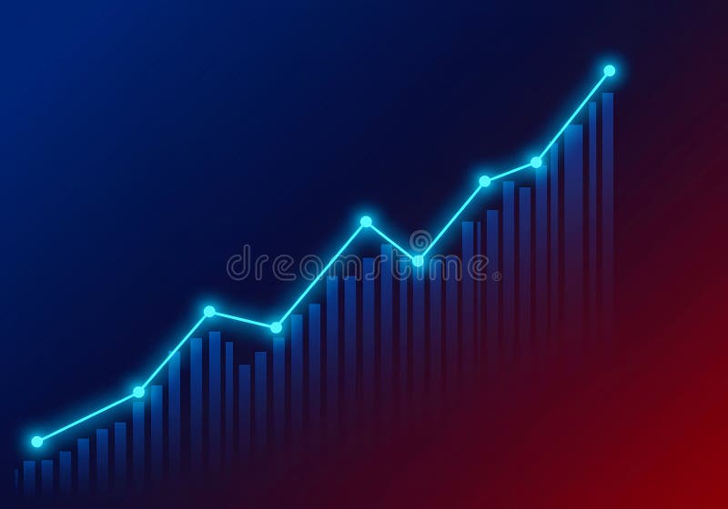 Finanzwachstumsdiagramm mit strahlend blauer Hintergrundfarbe vektor abbildung