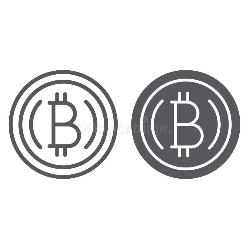Finanțarea liniei bitcoin și a pictogramei glifă și grafica vectorului pentru criptarea criptomonedelor reprezintă un model liniar royalty free illustration