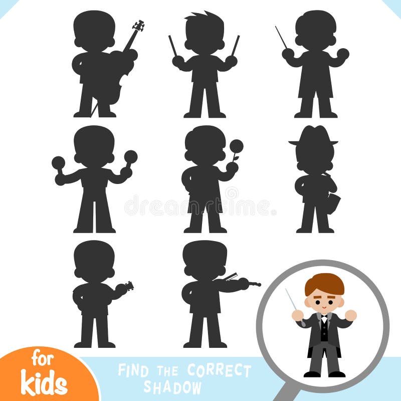 Find the Correct Shadow, Game for Children, the Conductor of Orchestra