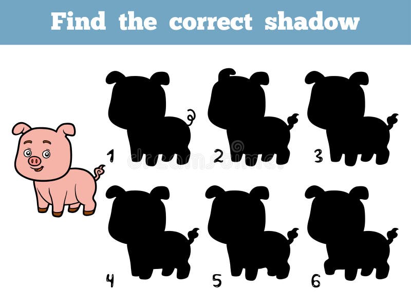 Find the correct shadow. Little pig