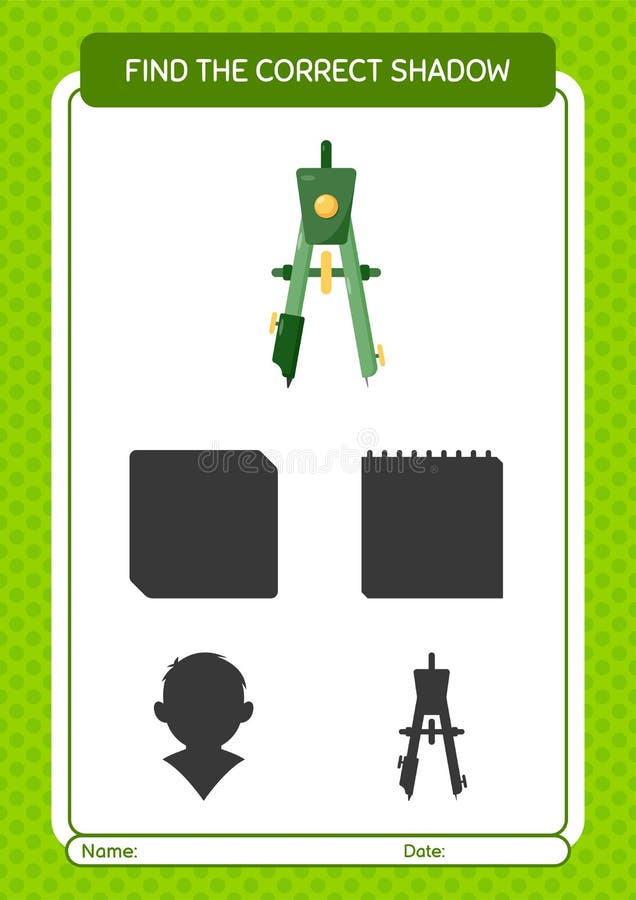 Find the Correct Shadows Game with Bow Compass. Worksheet for Preschool