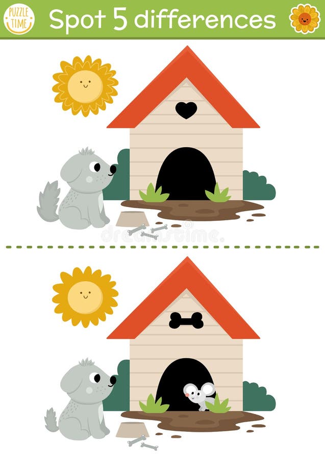 Find Differences Game for Children. on the Farm Educational Activity with  Cute Dog and Kennel Stock Vector - Illustration of kindergarten, house:  241774746
