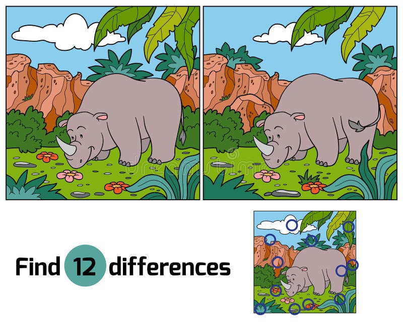 Find differences (rhino) royalty free illustration Find differences (rhino) royalty free illustration
