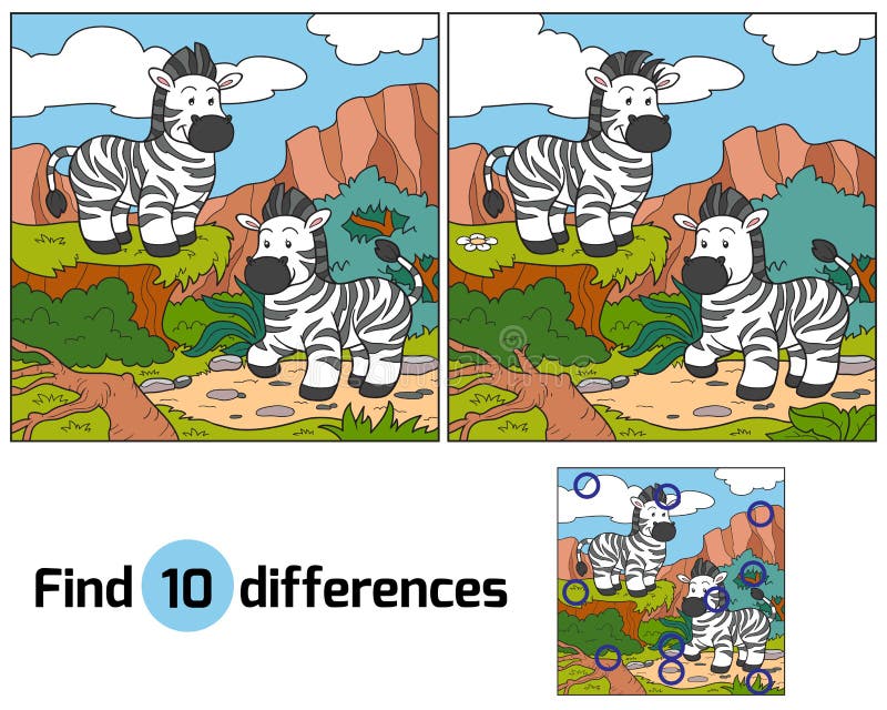 Find differences (zebra) stock illustration Find differences (zebra) stock illustration