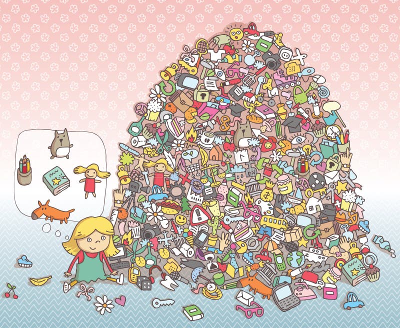 Find Objects Visual Game. Solution in hidden layer! royalty free illustration