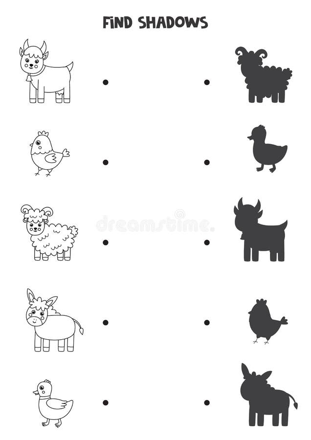 Find the Correct Shadows of Black and White Farm Animals. Logical Puzzle for Kids. Stock Vector - Illustration of vector, learning: 221625939 Find the Correct Shadows of Black and White Farm Animals. Logical Puzzle for Kids. Stock Vector - Illustration of vector, learning: 221625939