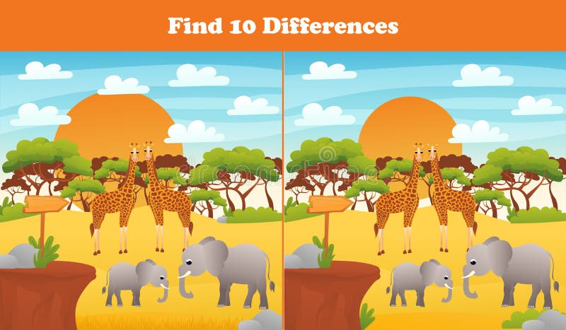 find-differences-game-children-elephants-stock-illustrations-14-find