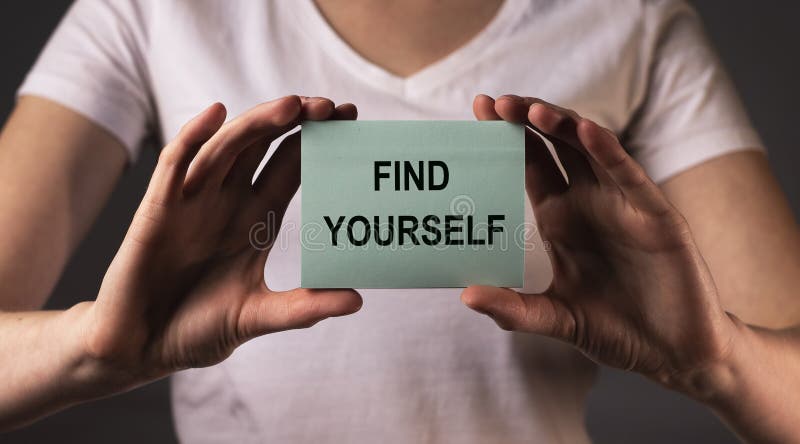 Find yourself concept. Searchina and creating your self text stock image