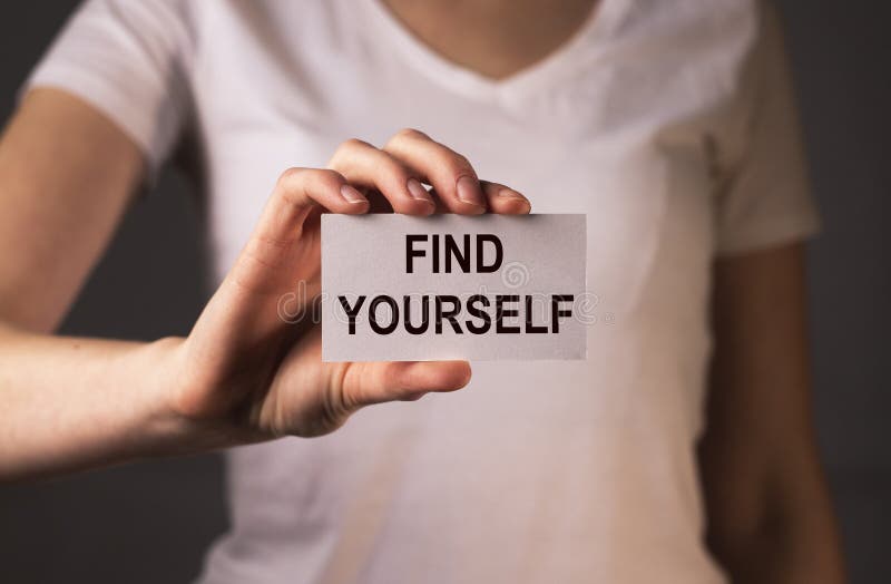 Find yourself concept. Searchina and creating your self text stock photo