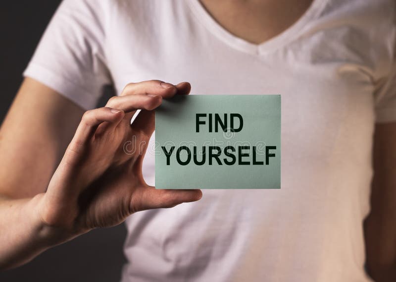 Find yourself concept. Searchina and creating your self text royalty free stock photos