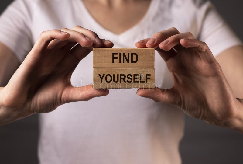 Find yourself concept. Searchina and creating your self text stock photos