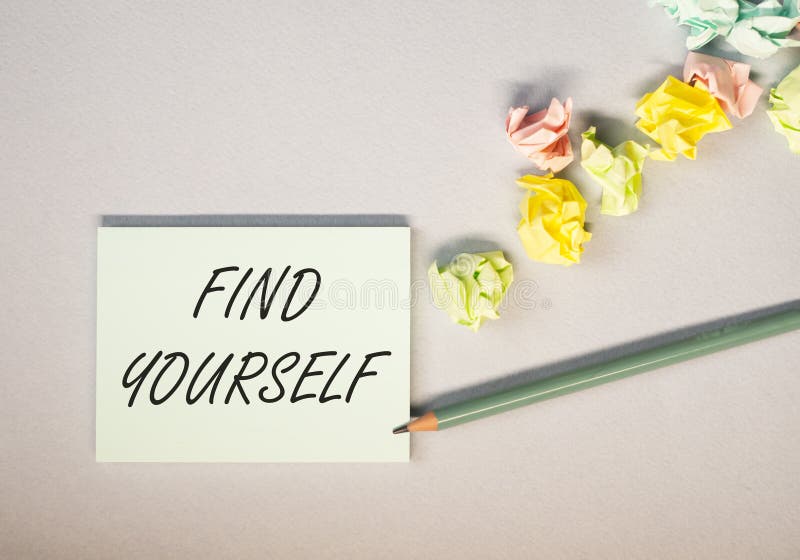 Find yourself concept. Searchina and creating your self text royalty free stock photography