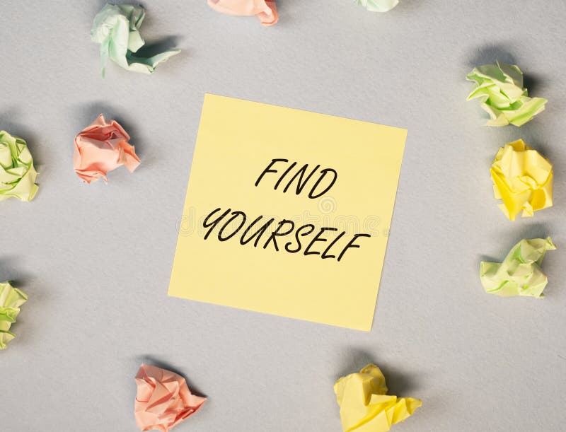 Find yourself concept. Searchina and creating your self text.