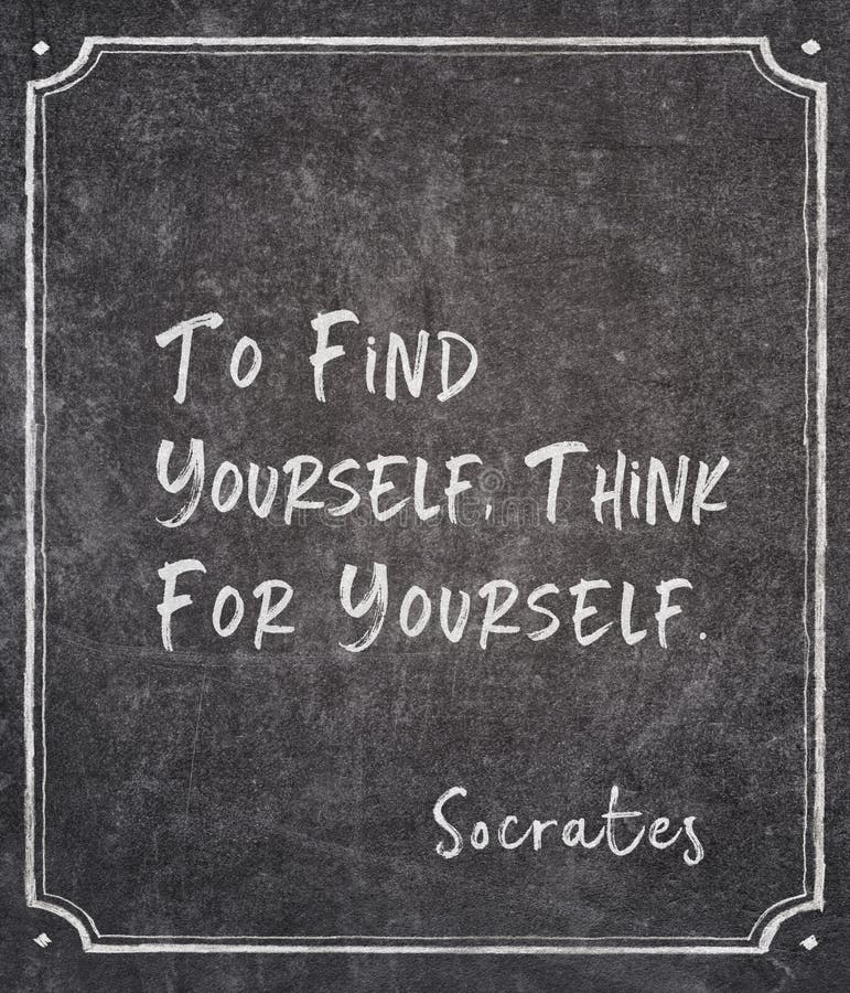 Find yourself Socrates quote stock image