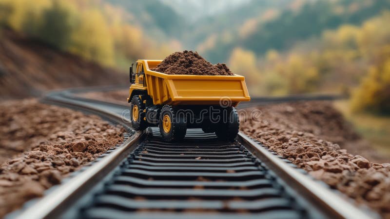 Find yourself in a thriving industrial environment that showcases an elaborate mining transportation system, complete stock photography