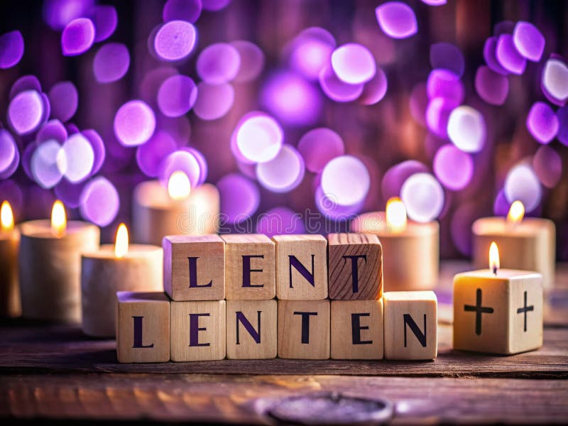 Finding Inner Peace During Lent A Visual Representation of Spiritual Reflection Through Purple Prayer Cubes vector illustration