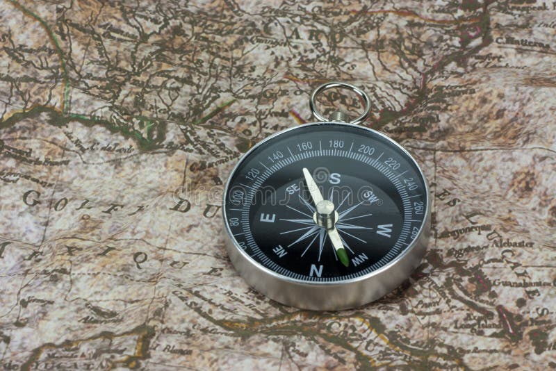 Finding Your Direction Compass and Map Stock Photo Image of