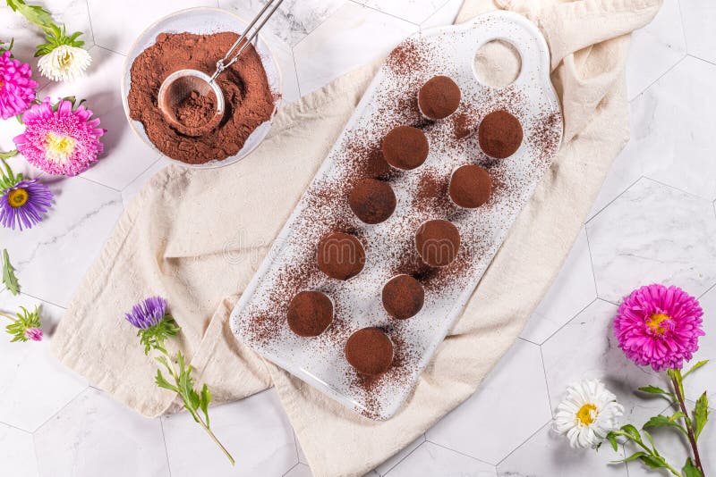 Fine Chocolate Truffles on White Ceramic Plate Stock Image Image of sweet, food 162389381