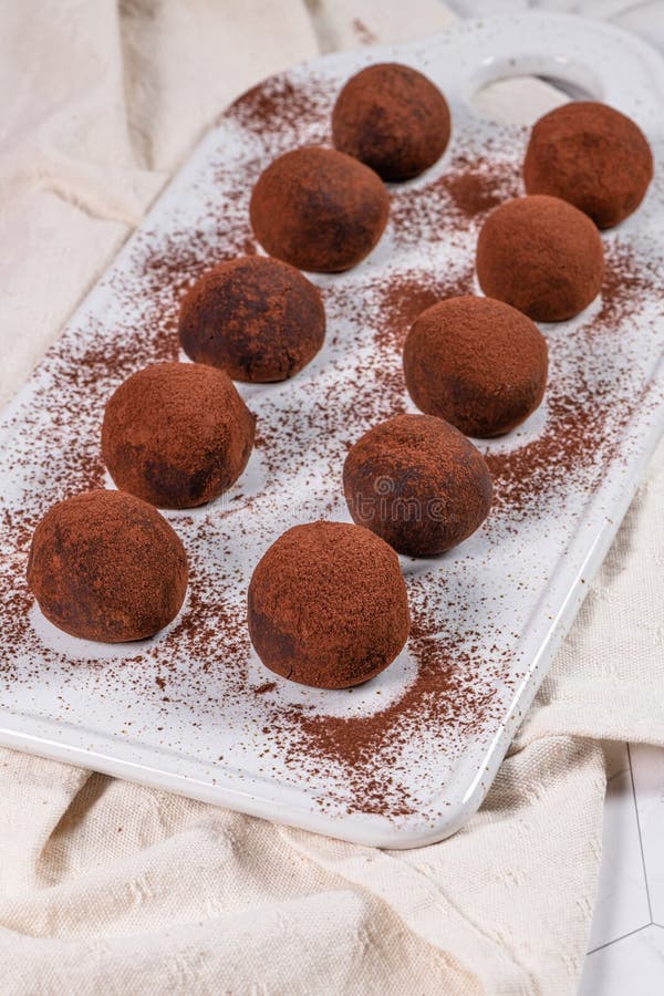 Fine Chocolate Truffles on White Ceramic Plate Stock Image Image of sweet, food 162389381