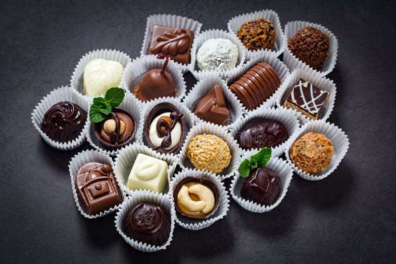 Fine chocolates assortment stock photo. Image of chocolate 80089326