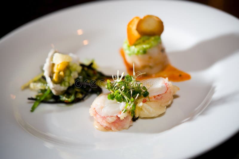 Fine dining sushi stock photos