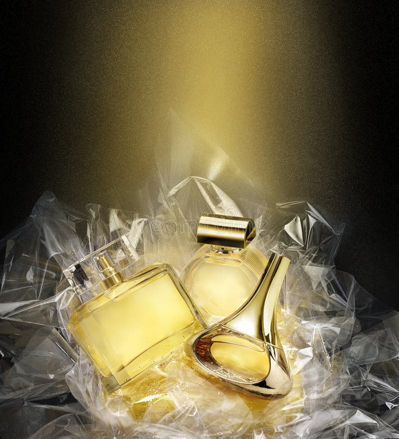 Fine fragrances. In Christmas fantasy environment. stock image Fine fragrances. In Christmas fantasy environment. stock image