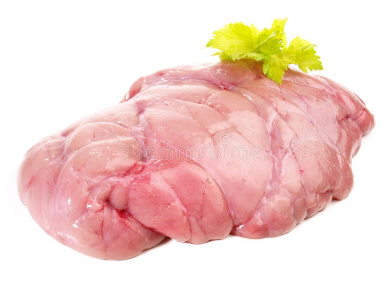 Fine Meat - Raw Veal Sweetbread isolated on white Background