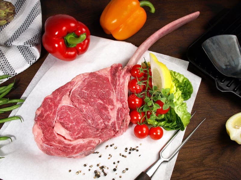 Fine Meat Tomahawk Steak Ribeye Steak with Bone Stock Image Image