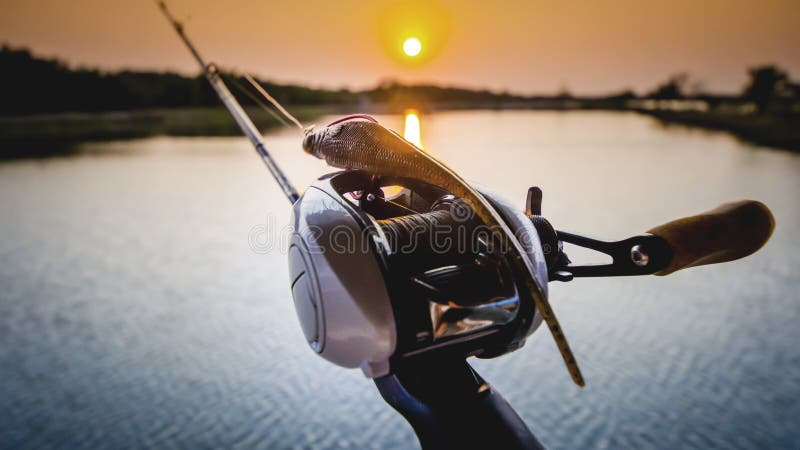 Finesse Bass Fishing Rod and Reel Baitcasting Stock Image - Image