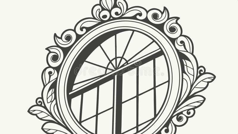 Finestra di arrotondamento con struttura di frame elementi vettoriale progettazione Generative AI illustrazione di stock