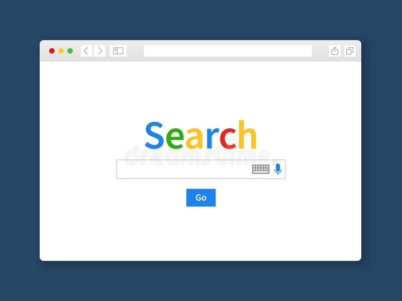 Finestra di ricerca di Internet Sito Web della linguetta dello spazio in bianco del motore della pagina Web di fila di forma dell illustrazione vettoriale