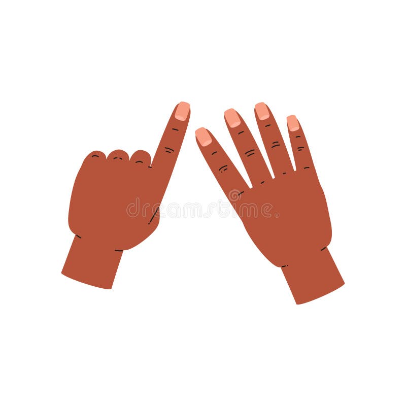 Finger count hand icon and numerical value of five, flat vector isolated. royalty free illustration